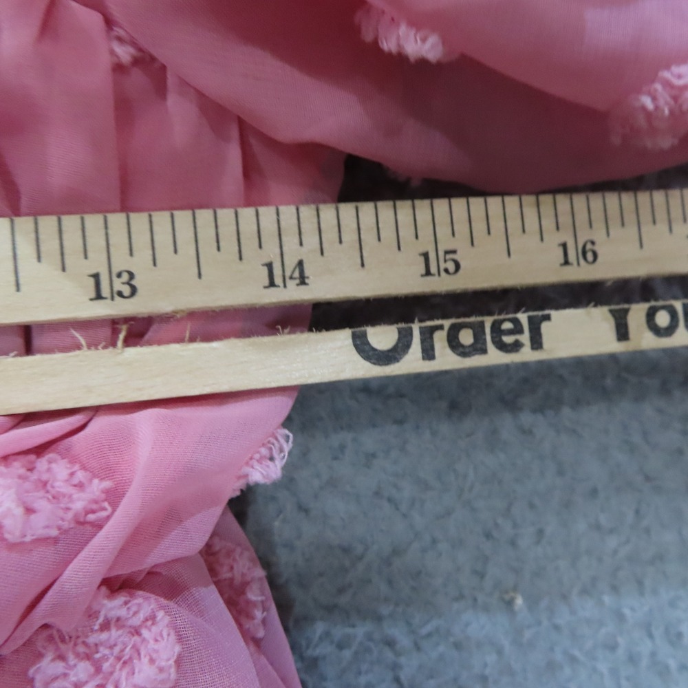 Lush Barbiecore Pink Smocked Peplum Top Puff Sleeve Coquette Cottagecore Medium - Picture 7 of 12